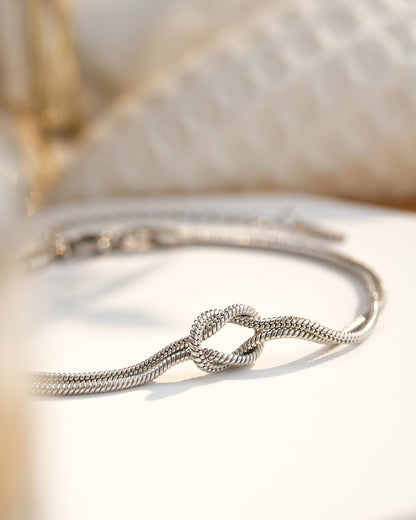 Women's Stainless Steel Love Knot Friendship Bracelet – Adjustable Chain