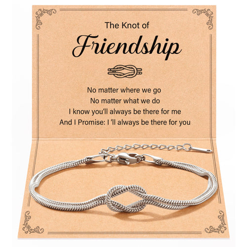 Women's Stainless Steel Love Knot Friendship Bracelet – Adjustable Chain