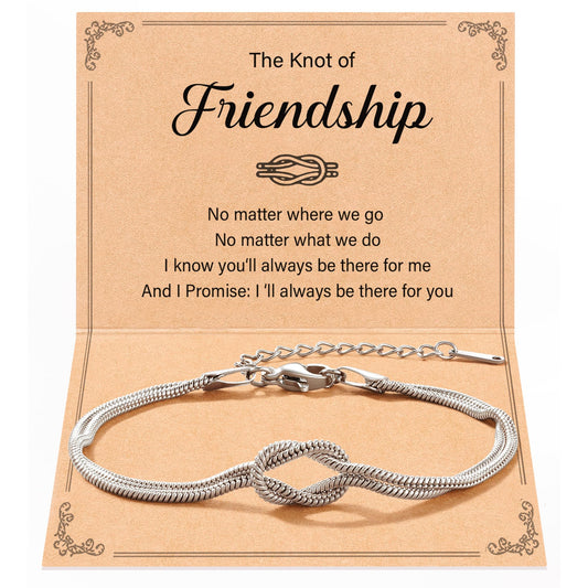 Women's Stainless Steel Love Knot Friendship Bracelet – Adjustable Chain
